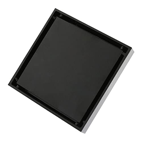 Unsichtbarer Bodenablauf, 10cm / 3.9in Edelstahl Duschablauf, Boden Abfluss Abdeckung mit 1,3 mm Schwarzer Unsichtbarer Einbettziegel Verdrängung Filter Geruchsdichter Duschrinne Ablaufrinne von Buachois