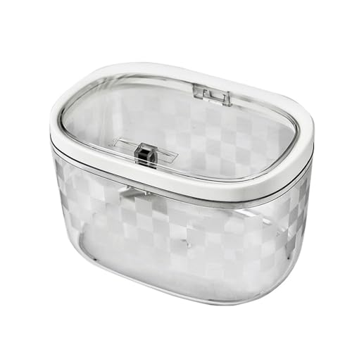 Buachois Desktop-Mülleimer, Mini-Schreibtisch-Mülleimer mit Deckel, transparenter Desktop-Mülleimer, mit Kunststoff überzogener Mülleimer für Schreibtisch, für Badezimmer, Büro, (Transparent White) von Buachois