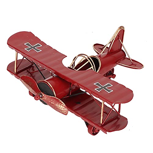 Buachois Eisen Flugzeug Modell Deko 21 x 18 cm Kleine Metall Flugzeug Statuen Retro Kämpfer Kinder Spielzeug Geschenke Handgefertigte Ornament für Desktop Dekoration Foto Requisiten(Rot) von Buachois