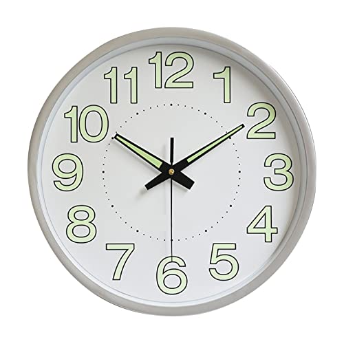 Buachois Leuchtende Wanduhr 30,5cm Rund Minimalistisch Stumm Quarz Wandwecker für Arbeitszimmer, Esszimmer, Wohnzimmer, Dekoration, Ohne Batterien(Silber) von Buachois