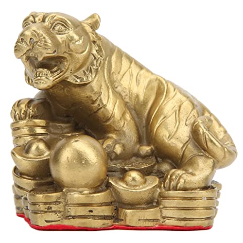 Buachois Mini Goldene Tiger Figur Messing Chinesische Feng Shui Tiger Statue Verheißungsvoller Reichtum Viel Glück Skulptur Ornamente für Heim Büro Dekoration von Buachois