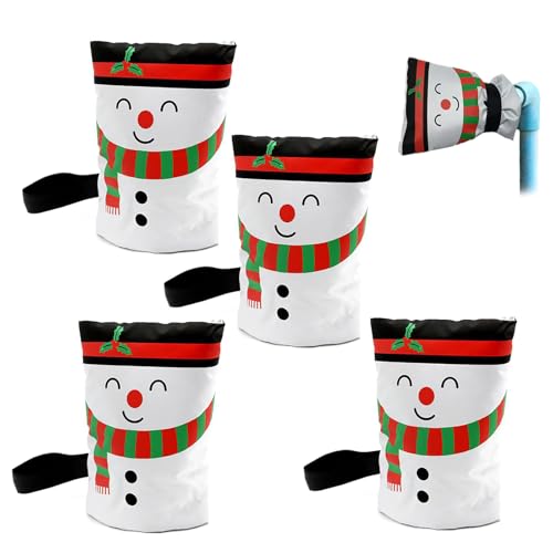 Buachois Outdoor -Wasserhahnabdeckungen für Winter-, 2- oder 4pcs Snowman Winter Wasserhahn Anti -Gefrier -Vereisungspigot -Rohrschutzschutzwickisolationssocken für (4pcs) von Buachois