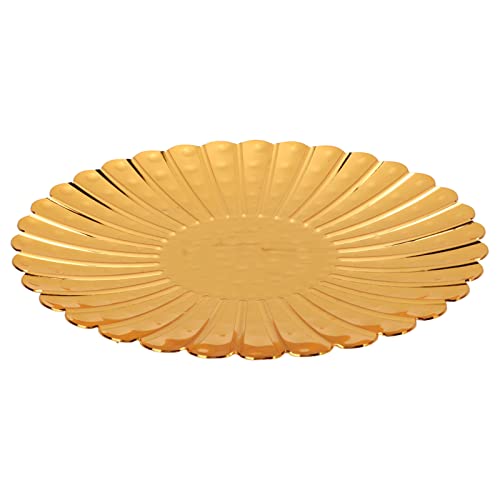 Buachois Rundes Tablett 21cm Metal Rund Obsttablett Serviertablett Gold Obst Nussschale Badezimmer Tablett Klein Deko Teller für Home, Bar, Restaurant von Buachois