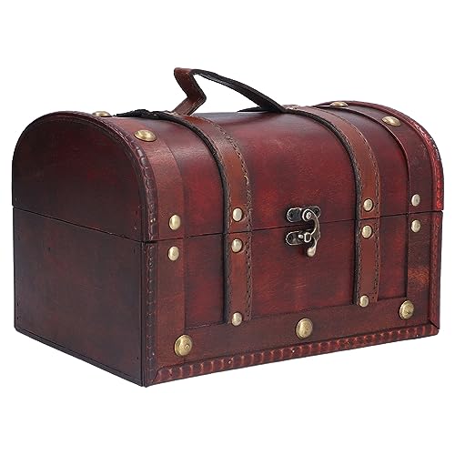 Vintage Deko Holz Schatzkiste, 25x16x16cm Zufälliges Landkarte Klein Retro Kleine Europäische Treasure Chest Retro Schatztruhe Piratenkiste Schmuck Holzkiste für Bücher Karten Kinder Geschenke von Buachois