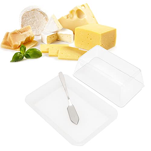 Butterdose Transparente Kunststoff Butter Box mit Deckel und Messer, 18 x 11 x 8 cm Große Butterbehälter Versiegelte Küchen Butterglocke Aufbewahrungsschale für Lebensmittel(Weiß) von Buachois