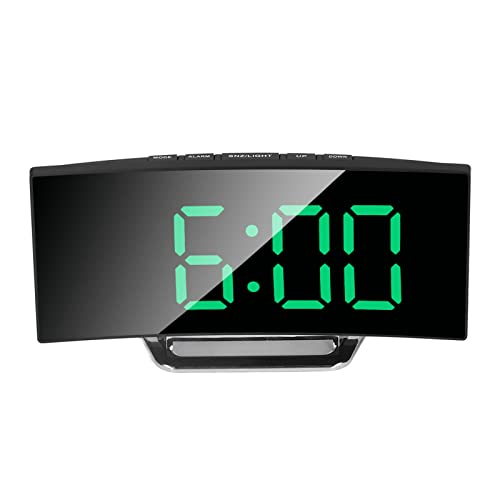 Digitaler Wecker, 17cm LED Spiegel Oberflächen Digitaluhr mit Schlummermodus, Nachtlicht und USB Ladeanschluss, Deko Tischuhr Nachttisch Uhr für Wohn Schlafzimmer von Buachois