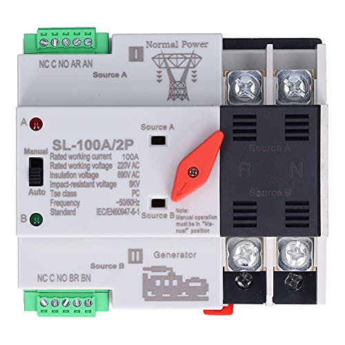 Dual Power Automatischer Transferschalter AC 220V 2P 100A ATS PC Automatik Umschalter Kippschalter Notstrom Umschalter für Kommunaler Strom, Generator Dual Power Automatischer Transferschalter AC 220V 2P 100A ATS PC Automatik Umschalter Kippschalter Notstrom Umschalter für Kommunaler Strom, Generator von Buachois