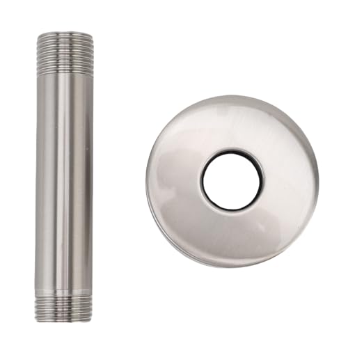 Dusch arm mit Flansch, 3 Zoll Wand halterung Ersatz-Winkel-Dusch kopfarm, Edelstahl verdeckte Decke montierte Regen dusche Verlängerung srohr für Badezimmer (Gebürstet) von Buachois