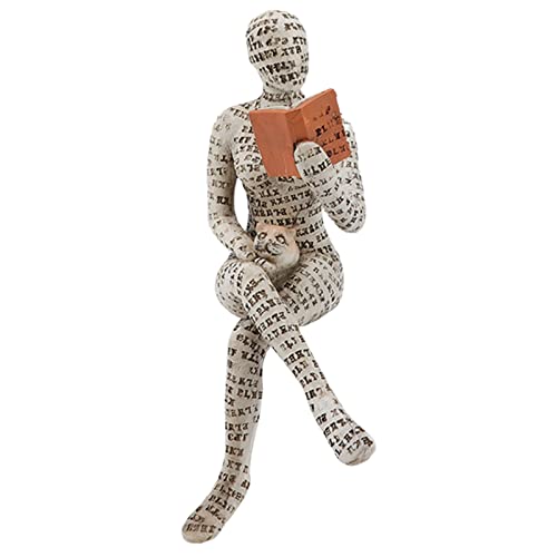 Figur Deko für Regal, 19 x 11 x 7 cm Kleine Lesende Frauen Geformte Skulptur Personalisiertes Handbemalte Lesen Bösewicht Desktop Bücher Regal Handwerk Statue von Buachois