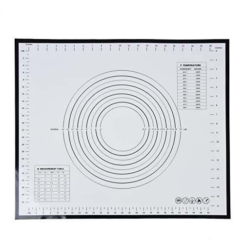 Groß Silikon Gebäckmatte mit Skala, 50 x 60 cm Maßverdickung Rutschfest Teigausrollmatte für Ausrollen Teig, Backen, Tortenkruste, Pizza und Keksen(#1) von Buachois