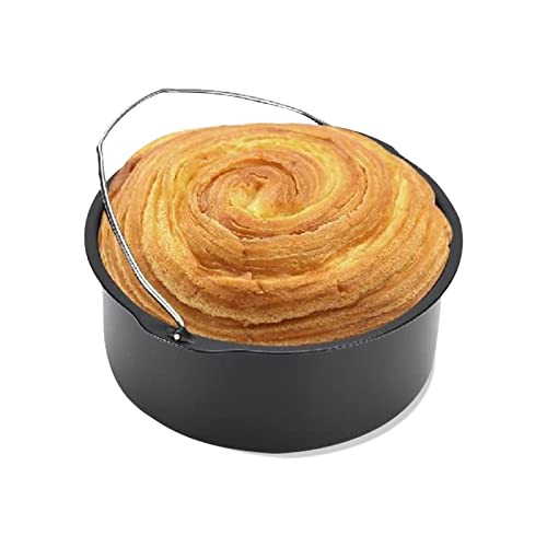 Heißluftfritteuse Universal Back Zubehör Backform aus Kohlenstoffstahl 1.7 Liter Antihaft Kuchen Backblech mit Griff Harte Haushaltsform Backformen Passend für Kuchen Backen und Aufläufe, 7 Zoll von Buachois