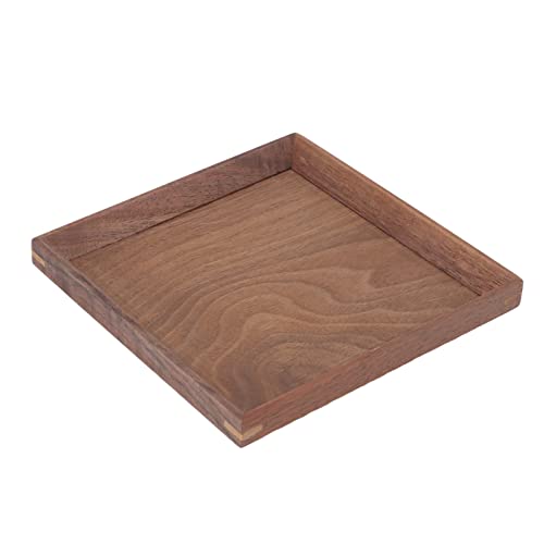 Holz Tablett Braun 15cm/20cm/25cm Rechteckig Serviertablett Quadratisch Natürliche Holz Obst Tee Kaffee Deko Teller für Restaurant, Zuhause, Bar(15 x 15 cm) von Buachois