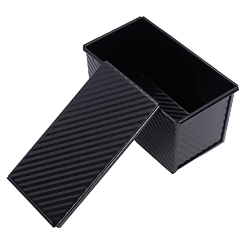 Kastenform mit Deckel, 21 x 12 x 11 cm Rechteckige Pullman Brot Toastform 450g Teig Brotbackform, Schwarz Kohlenstoffstahl Antihaft Toast Brotpfanne Backformen für Laib Gebäck von Buachois