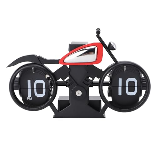 Klappuhr, Mechanische Schreibtischuhr Motorrad Modell Tischuhr Drehuhr Kreative Tischplatte Pendeluhr Ornament Batteriebetriebene Digitale Flip Down Uhr mit Zahnradmechanik für Wohnzimmer Schlafzimmer von Buachois