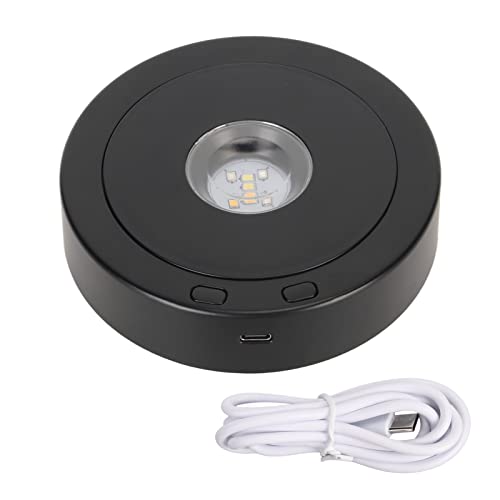 Led Sockel, Display-Basis, Ausstellungsstand, LED-drehbare Display-Basis, Schwarzer 360-Grad-80er-Kreis, Runde Batterie Oder USB Power Drehteller Display Ständer Showständer für Kristallglas Kunst von Buachois