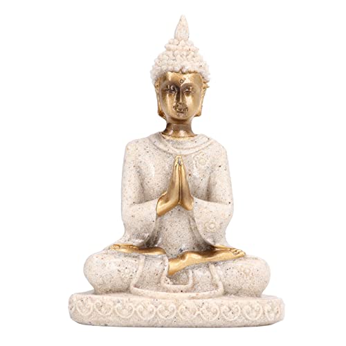 Meditation Buddha Figuren 8 x 5,5 x 3 cm Kleine Zen Zang Sandstein Schnitzen Sitzen Buddha Harz Buddhismus Skulptur Klein Tischdeko Wohnzimmer Deko Buddah Statue, Gold von Buachois