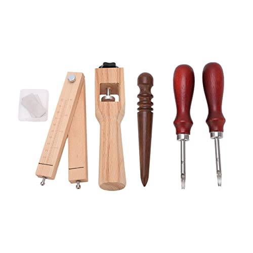 Riemenschneider Gürtelschneider Verstellbarer Hand Lederstreifen Schneider mit Kantenbeveler, Polierer und 5 Klingen, DIY Lederhandwerk Schneidewerkzeug von Buachois