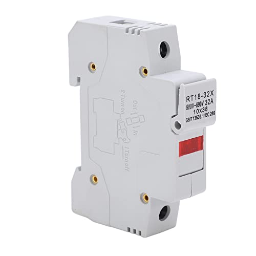 10 Stück Sicherungshalter Hutschiene 32A AC 500-690V RT18-32X 1P Modular Sicherung Halter mit Kontrollleuchte für RO15 10x38mm PV Sicherung von Buachois