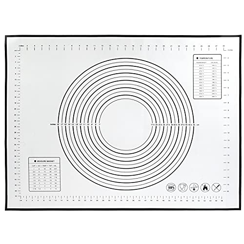 Silikon Backmatte mit Skala, 80 x 60 cm Groß Antihaft Rutschfest Backunterlage Ausrollunterlage Teigausrollmatte für Ausrollen Teig, Backen, Tortenkruste, Pizza und Keksen(Schwarz) von Buachois
