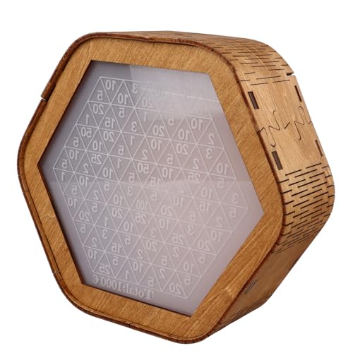 Spardose Holz, Sparschwein, Geldbox mit Digitaler Skala, 19 X 6,5 cm Geldspardose, Retro Sparbüchse Aufbewahrungsbox, Wiederverwendbare Holz Geldbank Sparbox für Erwachsene und Kinder von Buachois