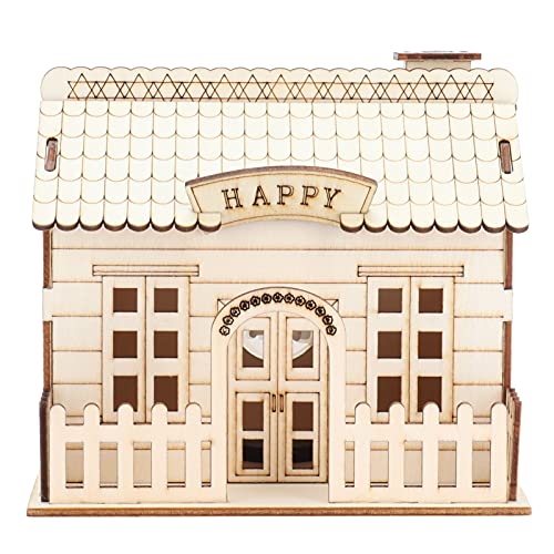 Spardose Kinder Holz Villa Haus Deko Sparschwein mit Farbwechselndes LED Licht, 15 x 14 x 14 cm Bruchsichere Spar Münzbox Sparbüchse für Jungen Mädchen Geschenk von Buachois