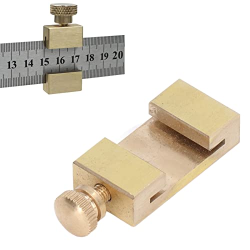 Messing Stahl Lineal, Linealanschlag, Positionierungsblock Markierungslineal, T Nut Design Anreisswerkzeug Anschlag Anreißnadel Winkellinien Anreißnadel Lokator für Ingenieur, Handwerker, Modellbauer von Buachois