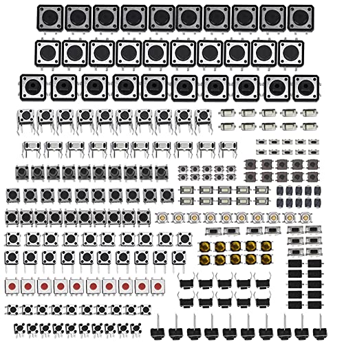 250 Stück Taktile Drucktastenschalter 25 Werte 12V 50mA 4 Polig Mikrotaster Micro Momentary Tact Assortment Kit Automotive Power Button Tactile Switch Mikroschalter von Buachois