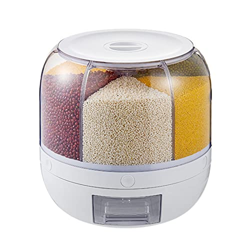 Vorratsdosen Müsli Aufbewahrungsbox, 10kg 6 Raster Kunststoff Trockenfutter Spender Reisbox 360° Drehbarer Runde Getreidetopf Müslidosen für Reis, Bohnen, Geschenk Vorratsdosen Müsli Aufbewahrungsbox, 10kg 6 Raster Kunststoff Trockenfutter Spender Reisbox 360° Drehbarer Runde Getreidetopf Müslidosen für Reis, Bohnen, Geschenk von Buachois
