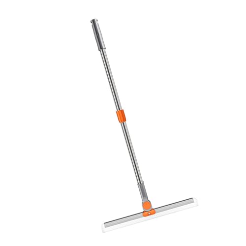 Wasserschieber, Bodenabzieher Besen, Verstellbares Teleskop(98‑110cm) Abzieher Besen, Langer Teleskopstiel Wischerartefakt Wischmopp Nass und Trockenbesen für Badezimmer, Fenster, Deck, Fliesen von Buachois