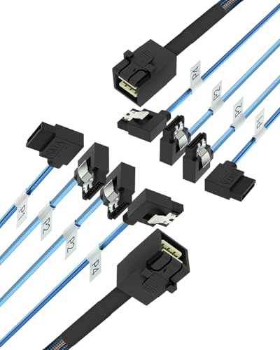 Buacoz SFF-8643 auf 4X SATA 90-Grad-rechtwinkliges Adapterkabel – 1 m, interner HD-Mini-SAS-Anschluss für HDD/SSD-Datenübertragung (Server/Speicher) von Buacoz