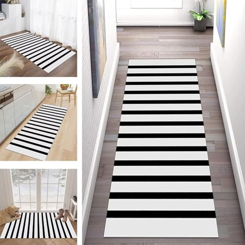 Buatisf Läufer Teppich Lang Flur Küche Schwarz Weiß Gestreift Teppichläufer Küchenläufer rutschfest Waschbar für Korridor Wohnzimmer Schlafzimmer Esszimmer Küchenteppich Meterware Anpassbar Buatisf Läufer Teppich Lang Flur Küche Schwarz Weiß Gestreift Teppichläufer Küchenläufer rutschfest Waschbar für Korridor Wohnzimmer Schlafzimmer Esszimmer Küchenteppich Meterware Anpassbar von Buatisf