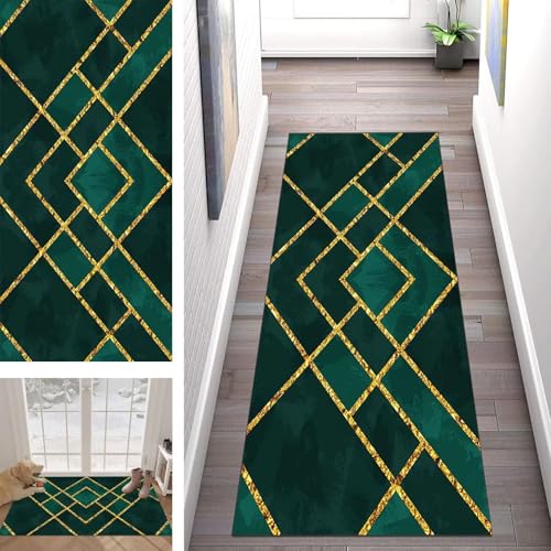 Buatisf Teppich Läufer Flur Küche, Waschbar Kücheteppich Modern rutschfest Grün Gold Flurläufer Lange Küchenläufer für Korridor Schlafzimmer Polyester Teppichläufer auf Maß Meterware Buatisf Teppich Läufer Flur Küche, Waschbar Kücheteppich Modern rutschfest Grün Gold Flurläufer Lange Küchenläufer für Korridor Schlafzimmer Polyester Teppichläufer auf Maß Meterware von Buatisf