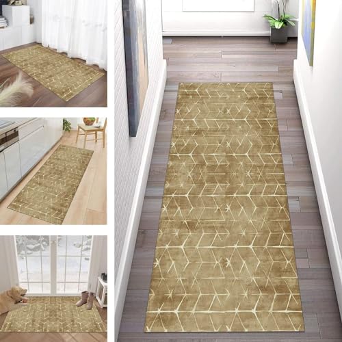 Buatisf Teppich Läufer Flur Küche, Waschbar Kücheteppich rutschfest Braun Flurläufer Lange Küchenläufer für Korridor Schlafzimmer, Modern Polyester Teppichläufer auf Maß Meterware Buatisf Teppich Läufer Flur Küche, Waschbar Kücheteppich rutschfest Braun Flurläufer Lange Küchenläufer für Korridor Schlafzimmer, Modern Polyester Teppichläufer auf Maß Meterware von Buatisf