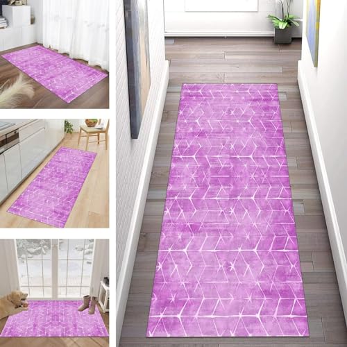 Buatisf Teppich Läufer Flur Küche, Waschbar Kücheteppich rutschfest Rosa Flurläufer Lange Küchenläufer für Korridor Schlafzimmer, Modern Polyester Teppichläufer auf Maß Meterware Buatisf Teppich Läufer Flur Küche, Waschbar Kücheteppich rutschfest Rosa Flurläufer Lange Küchenläufer für Korridor Schlafzimmer, Modern Polyester Teppichläufer auf Maß Meterware von Buatisf