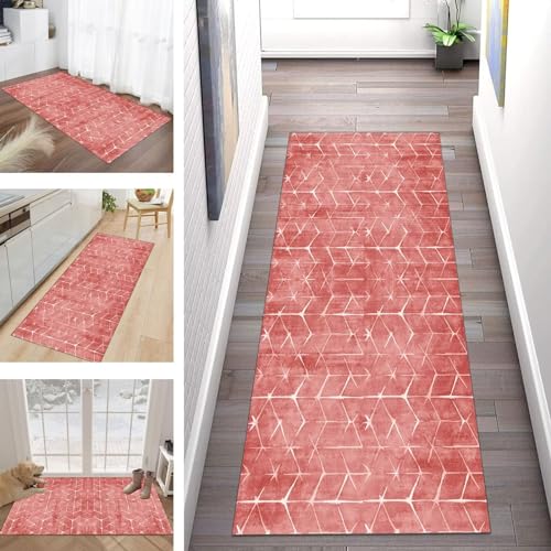 Buatisf Teppich Läufer Flur Küche, Waschbar Kücheteppich rutschfest Rot Flurläufer Lange Küchenläufer für Korridor Schlafzimmer, Modern Polyester Teppichläufer auf Maß Meterware Buatisf Teppich Läufer Flur Küche, Waschbar Kücheteppich rutschfest Rot Flurläufer Lange Küchenläufer für Korridor Schlafzimmer, Modern Polyester Teppichläufer auf Maß Meterware von Buatisf