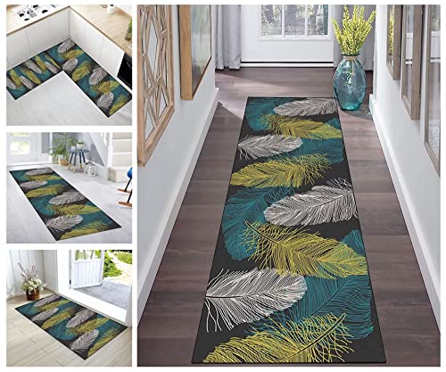 Buatisf Teppich Läufer Flur küchenteppich rutschfest Waschbar Kücheläufer Teppichläufer für Küche Esszimmer Waschküche Eingang Flurläufer PolyesterMeterware Anpassbar von Buatisf