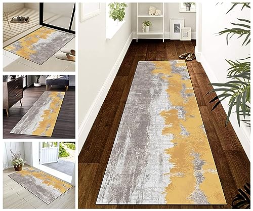 Buatisf Teppich Läufer Flur rutschfest Küchenteppich Modern Gelb Grau Braun Dauerhaft, Küchenläufer Küche Esszimmer Flur Waschküch Meterware Anpassbar Buatisf Teppich Läufer Flur rutschfest Küchenteppich Modern Gelb Grau Braun Dauerhaft, Küchenläufer Küche Esszimmer Flur Waschküch Meterware Anpassbar von Buatisf