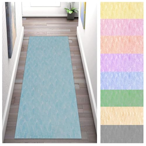 Buatisf Teppich Läufer Lang Küche rutschfest, Kücheteppich Waschbar Modern Azurblau Flurläufer Teppich küchenläufer, Für Korridor Schlafzimmer Polyester Teppichläufer Küchenläufer Anpassbar von Buatisf