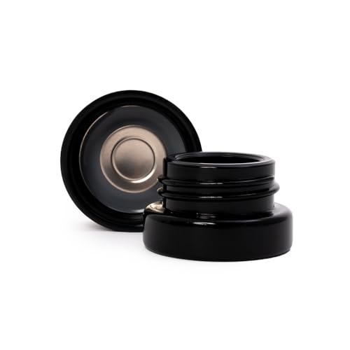 Bubatzilla Pop-Vac 4ml Aufbewahrungsglas für Extrakte, Kräuter & Rosin - Glastiegel mit Vakuum Membran (10 Stück Schwarz) von Bubatzilla