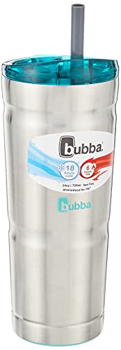 Bubba Envy S Vakuumisolierter Edelstahlbecher mit Deckel und Strohhalm, 680 ml, wiederverwendbarer Eiskaffee- oder Wasserbecher, BPA-freier Reisebecher, Stahl/Island Teal von Bubba