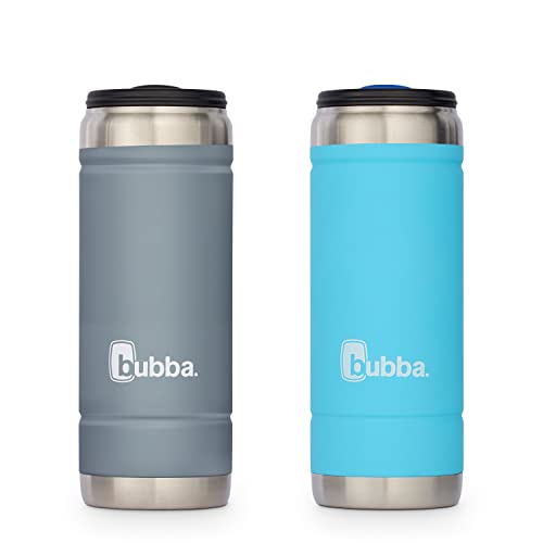 BUBBA BRANDS Trailblazer Tallboy vakuumisolierter Edelstahlbecher mit auslaufsicherem Schieberdeckel, 530 ml, 2er-Pack, Getränkeflasche hält Getränke 12 Stunden kalt, Bass & Pool Blau von Bubba