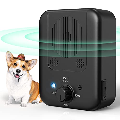 Antibell für Hunde, 3 Frequenzstufen Sonic Anti Bell, 33Ft Reichweite Antibell Ultraschall Gerät für Hunde, Wiederaufladbare Hundebell-Kontrolle im Innen Außenbereich, Anti-Bell-Mittel Hunde/Schwarz von Bubbacare