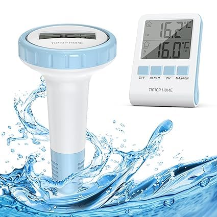 Funk PoolThermometer, WiFi Schwimmende Pool thermometer mit Indoor-Temperatur Luftfeuchtigkeit Monitor, Digital Teichthermometer Unterwasser IP67 wasserdicht für Schwimmbäder, Badewannen, Fischbecken von Bubbacare