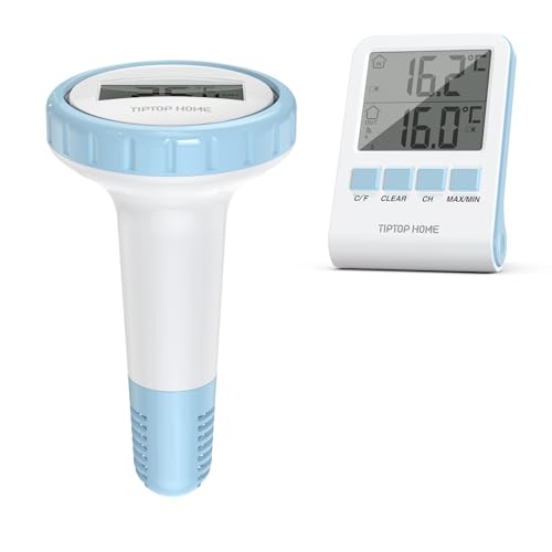 Funk PoolThermometer, WiFi Schwimmende Pool thermometer mit Indoor-Temperatur Luftfeuchtigkeit Monitor, Digital Teichthermometer Unterwasser IP67 wasserdicht für Schwimmbäder, Badewannen, Fischbecken von Bubbacare