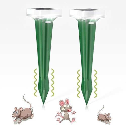 Maulwurf Vertreiber, 3 Vibrationsmodi Wühlmaus Vertreiben mit LED-Licht, Maulwurfschreck Solar, Wasserschutz Wühlmausschreck, Maulwurf Vertreiben für Rasen Farm Gärten (2 Stück) von Bubbacare