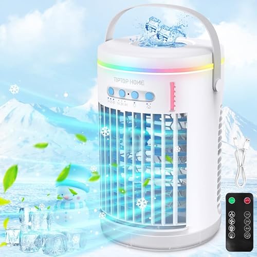 Mobile Klimaanlage, 5 in 1 Air Conditioner Portable, Klimagerät ohne Abluftschlauch, Mini Klimaanlage mit Spray und Buntem Nachtlicht, Mobile Klimageräte für Zuhause, Büro, Camping,1400ML Mobile Klimaanlage, 5 in 1 Air Conditioner Portable, Klimagerät ohne Abluftschlauch, Mini Klimaanlage mit Spray und Buntem Nachtlicht, Mobile Klimageräte für Zuhause, Büro, Camping,1400ML von Bubbacare