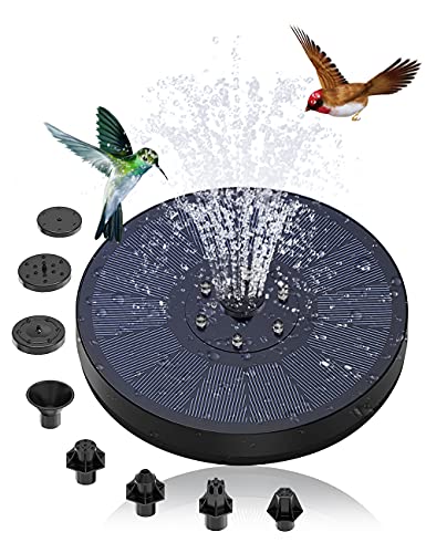 Solar Springbrunnen für Außen, Solarbrunnen für Draussen mit 8 Düsen und 7 bunten LED-Lichtern, Solar Gartenbrunnen, Teichpumpe Solar, Vogeltränke Solar, Pool Springbrunnen, Solar Wasserpumpe Klein von Bubbacare