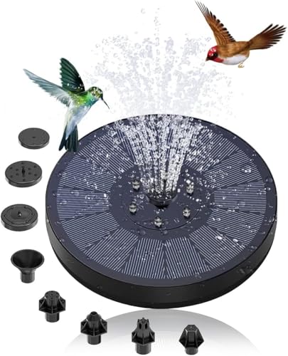 Solar-Springbrunnenpumpe, Solar-Wasserbrunnen mit 8 Düsen und 7 bunten LED-Lichtern, Solarbrunnen für Vogelbad, schwimmende Solar-Wasserpumpe, Solar-Teichbrunnen für Garten, Teich, Pool und Aquarium von Bubbacare