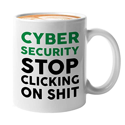 Bubble Hugs Cyber Security Stop Clicking-Tasse, 325 ml, Weiß von Bubble Hugs