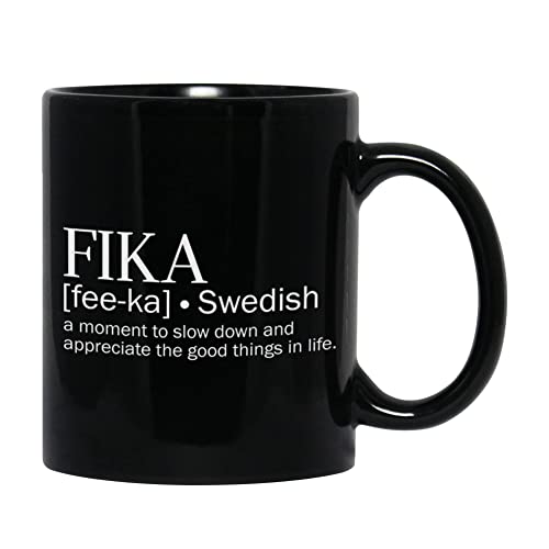 Fika Kaffeebecher, 325 ml, schwedische Kaffeepause, A Moment To Slow Down And Appreciate The Good Things In Life Schwedische Kultur Snack Treats Relax Socialize Work Life Balance, Weiß von Bubble Hugs